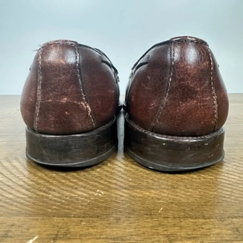 Allen Edmonds Loafers Mens 9 D Brown Dalton Kiltie Tassel Pebble Grain Leather